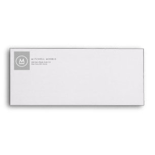 Big Initial Monogram on Gray Linen Envelope