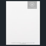 Big Initial Monogram on Gray Linen II Letterhead<br><div class="desc">Coordinates with the Big Initial Monogram on Gray Linen Business Card Template by 1201AM. Your initial is grounded with an accent line and then encircled to become a unique logo for your business or personal brand. © 1201AM CREATIVE</div>