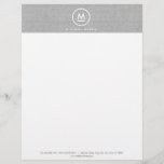 Big Initial Monogram on Gray Linen Letterhead<br><div class="desc">Coordinates with the Big Initial Monogram on Gray Linen Business Card Template by 1201AM. Your initial is grounded with an accent line and then encircled to become a unique logo for your business or personal brand. © 1201AM CREATIVE</div>
