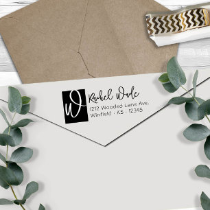 Big Initial Script Return Address Self-inking Stamp