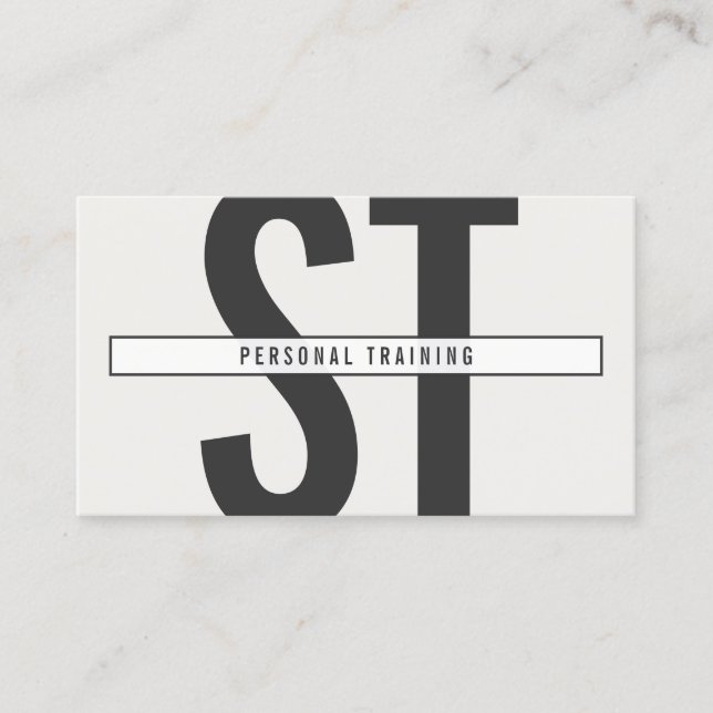 Big Initials Monogram in Gray and Black Business Card (Front)