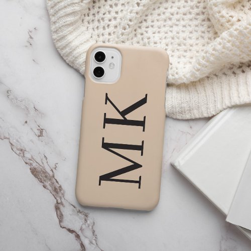 Big Initials Stylish Almond  Black iPhone 13 Case