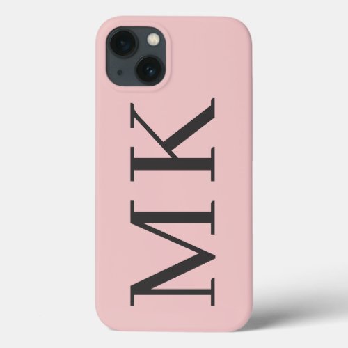 Big Initials Stylish Chic Black  Pink iPhone 13 Case