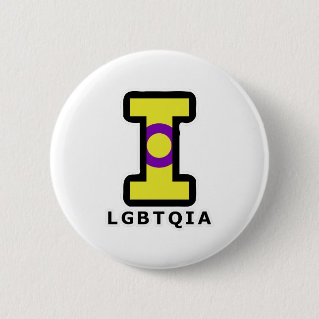 Big Intersex I in LGBTQIA Button (Front)