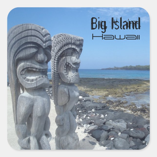 Big Island Hawaii laughing tikis stickers (Front)