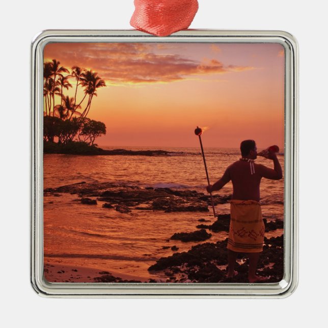 Big Island, Hawaii. Sunset, Big Island Hawaii. Metal Ornament (Front)