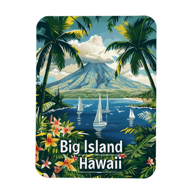 Big Island Hawaii Vintage tropical Magnet (Vertical)