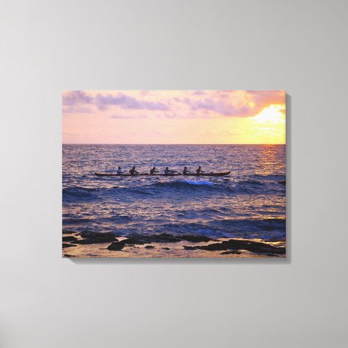 Big Island Hawaiian Outrigger Canoe at Sunset Canvas Print