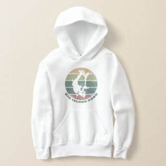 Big Island Pond NH Vintage Retro Lake Emblem Hoodie