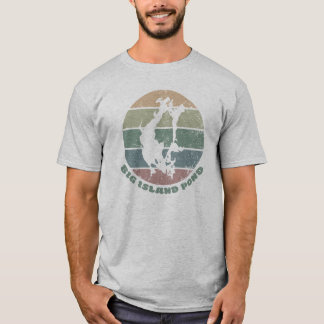 Big Island Pond Vintage Retro Dusty Greens T-Shirt