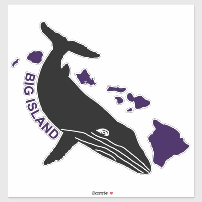 Big Island - Purple Hawaii Islands Humpback Sticker (Sheet)