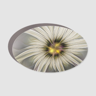 Big Ivory Flower, Abstract Modern Fractal Art Car Magnet
