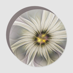 Big Ivory Flower, Abstract Modern Fractal Art Car Magnet