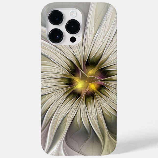 Big Ivory Flower, Abstract Modern Fractal Art Case-Mate iPhone Case (Back)