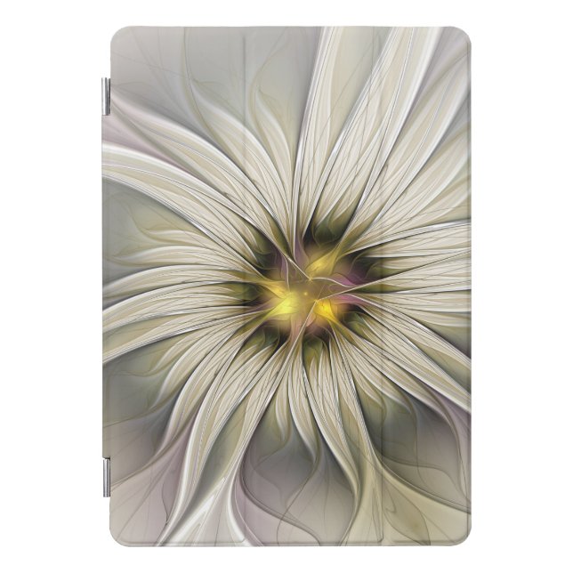 Big Ivory Flower, Abstract Modern Fractal Art iPad Pro Cover (Front)