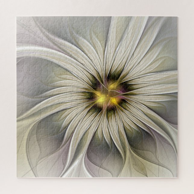 Big Ivory Flower, Abstract Modern Fractal Art Jigsaw Puzzle (Vertical)