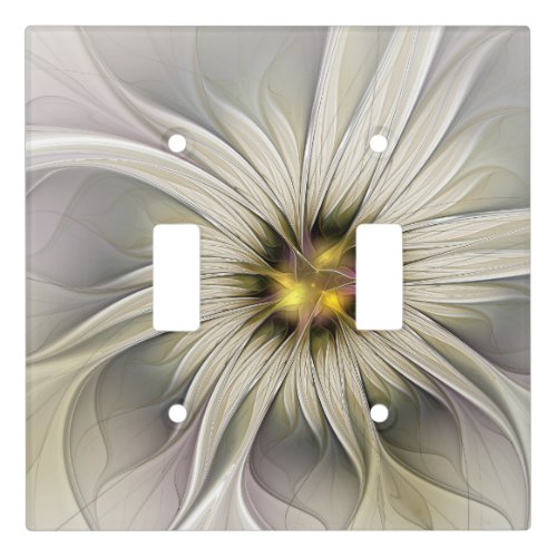 Big Ivory Flower Abstract Modern Fractal Art Light Switch Cover