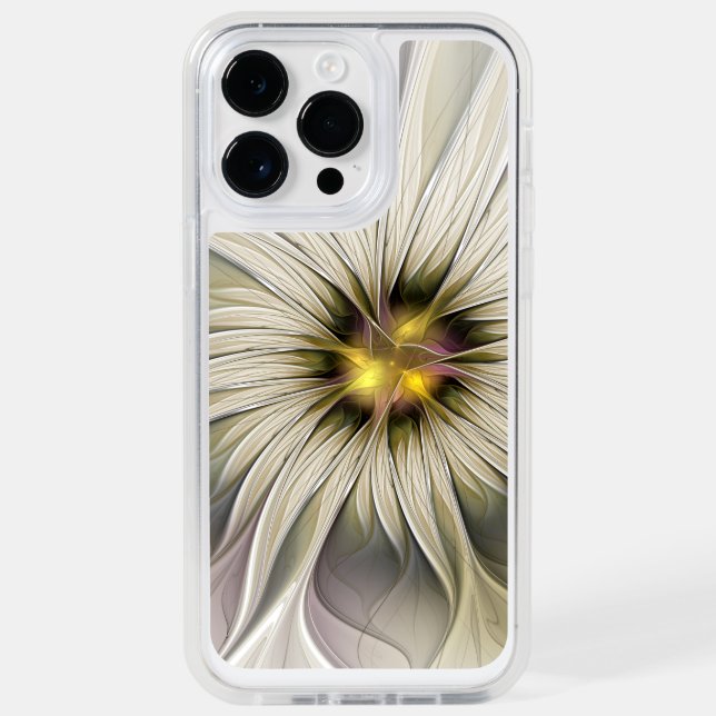 Big Ivory Flower, Abstract Modern Fractal Art Otterbox iPhone Case (Back)