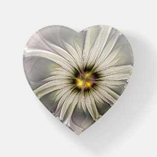 Big Ivory Flower, Abstract Modern Fractal Art Paperweight