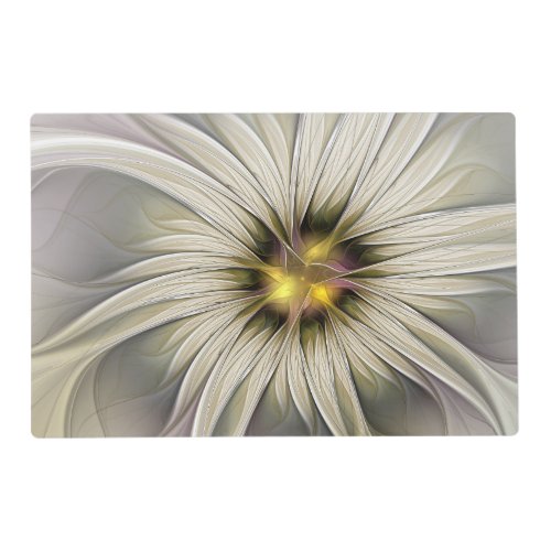 Big Ivory Flower Abstract Modern Fractal Art Placemat