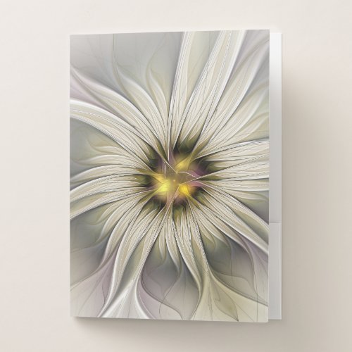 Big Ivory Flower Abstract Modern Fractal Art Pocket Folder