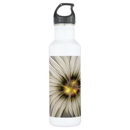 Big Ivory Flower Abstract Modern Fractal Art Stainless Steel Water Bottle