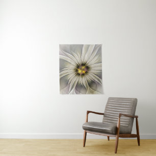 Big Ivory Flower, Abstract Modern Fractal Art Tapestry
