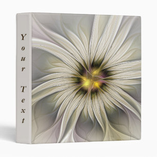 Big Ivory Flower, Abstract Modern Fractal Art Text 3 Ring Binder