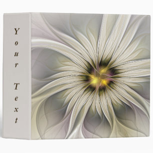 Big Ivory Flower, Abstract Modern Fractal Art Text 3 Ring Binder