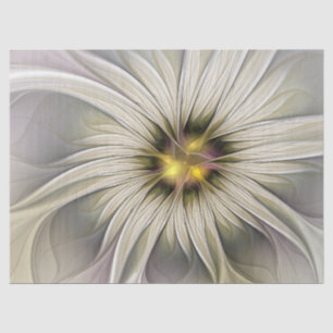 Big Ivory Flower, Abstract Modern Fractal Art Tissue Paper