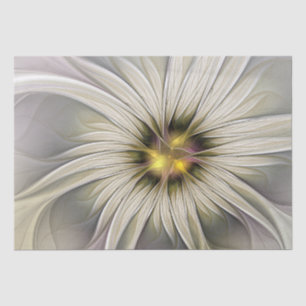 Big Ivory Flower, Abstract Modern Fractal Art Tissue Paper