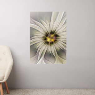 Big Ivory Flower, Abstract Modern Fractal Art Wall Decal