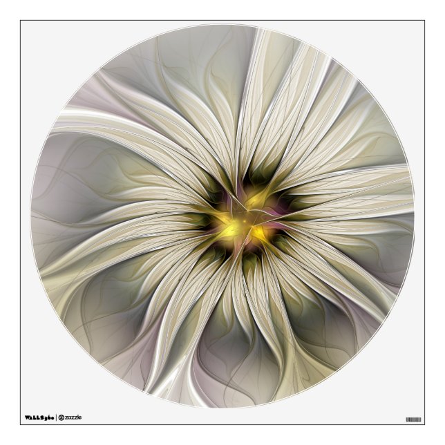 Big Ivory Flower, Abstract Modern Fractal Art Wall Decal (Front)