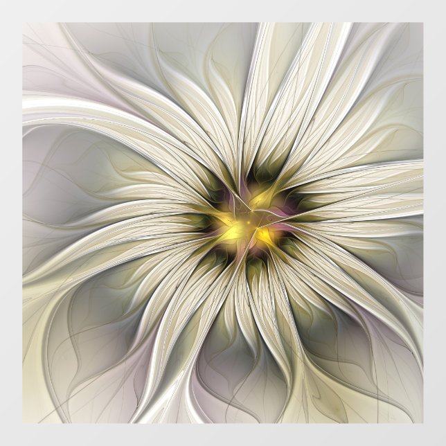 Big Ivory Flower, Abstract Modern Fractal Art Window Cling (Sheet)