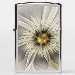 Big Ivory Flower, Abstract Modern Fractal Art Zippo Lighter