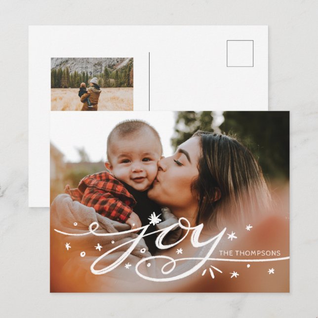 Big Joy Hand Lettered Photo Holiday Postcard (Front/Back)