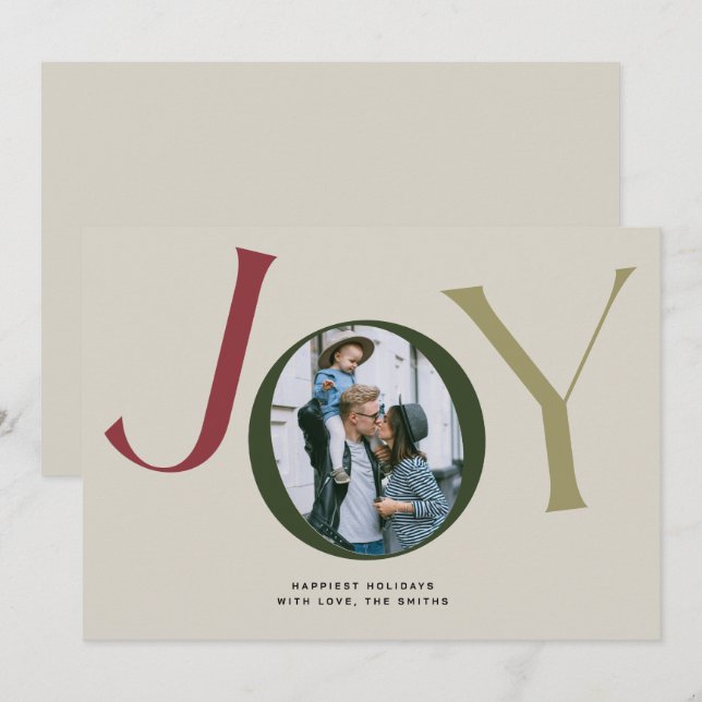 Big Joy Photo Card with Buffalo Plaid  (Front/Back)