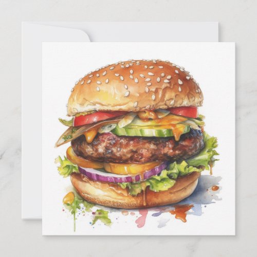 big juicy hamburger _ watercolor  