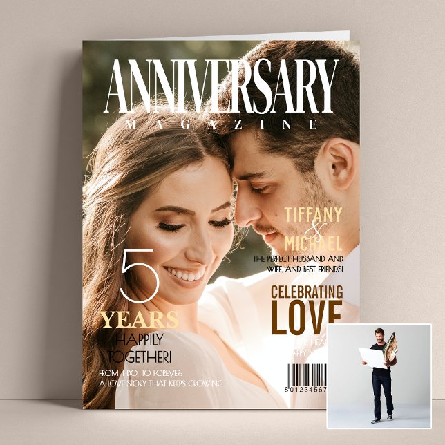  Big Jumbo Anniversary Magazine Cover Photo Card (Celebrate your journey together & express your love with our wedding anniversary jumbo photo cards)