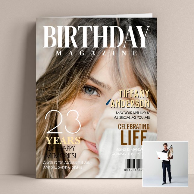Big Jumbo Birthday Magazine Cover Photo Card (Personalize the collage birthday greeting card to create a special keepsake for your loved one!)