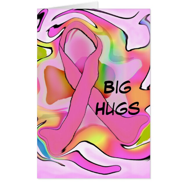 Big Jumbo Breast Cancer Support Card with Ribbon. (Front)