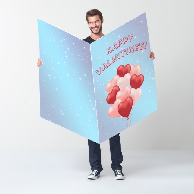 Big Jumbo Heart Balloons Happy Valentine's Day Card (In Situ)