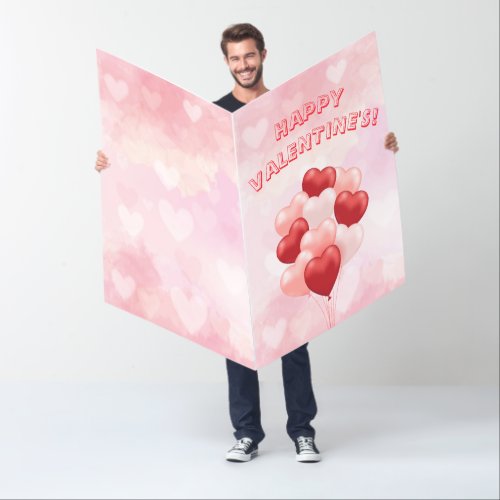 Big Jumbo Heart Balloons Happy Valentines Day Card