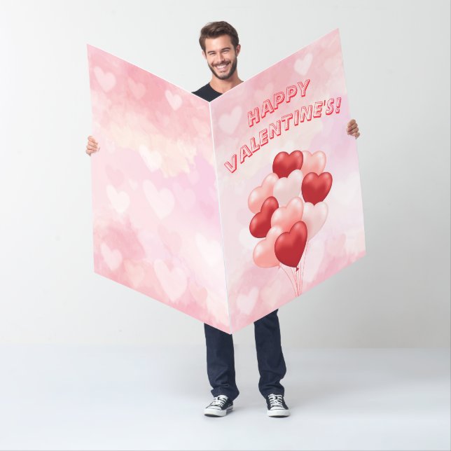 Big Jumbo Heart Balloons Happy Valentine's Day Card (In Situ)