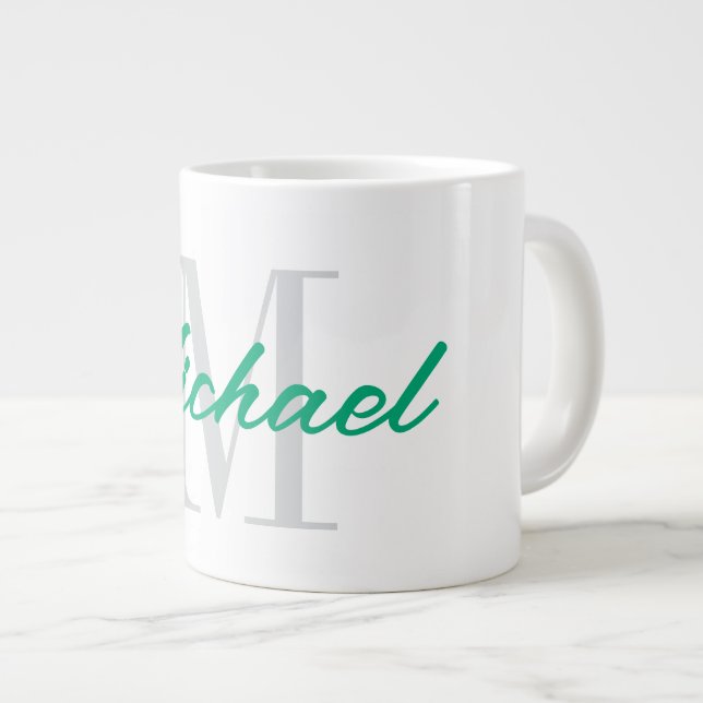 Big jumbo mug gift with custom name monogram (Front Right)