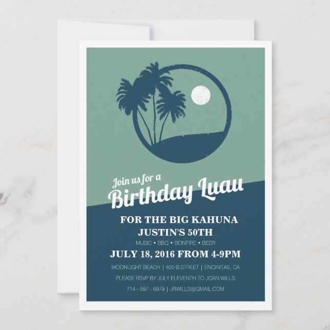 Big Kahuna BBQ Birthday Invitation (Front)