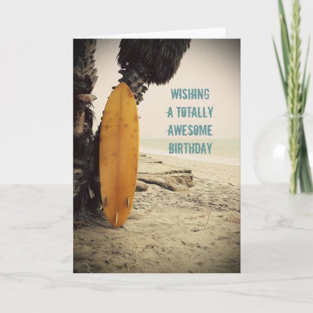 Big Kahuna Surfboard Birthday Card (Front)