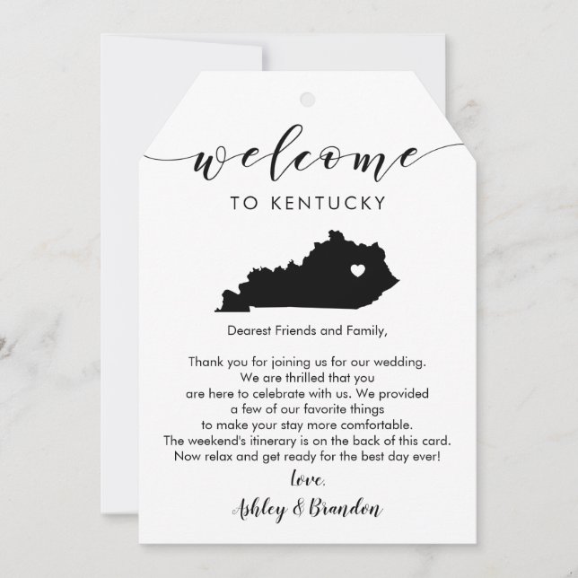 Big Kentucky Wedding Welcome Tag, Letter Itinerary (Front)