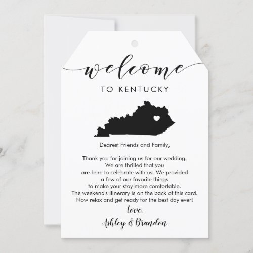 Big Kentucky Wedding Welcome Tag Letter Itinerary