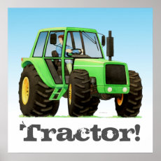 Big Kids Custom Green Farm Tractor Poster